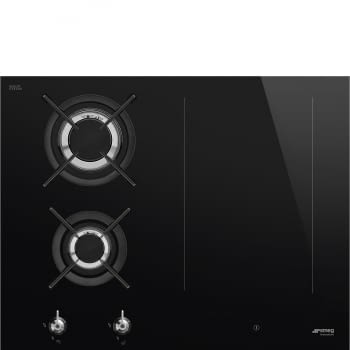 Placa de Inducción SMEG PM3643D | 65cm | Cristal Negro | Mixta | 4 zonas de cocción: 2 de Inducción , 2 de Gas